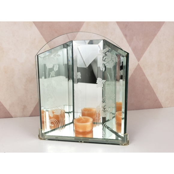 PartyLite | Floral Glass Mirror Tealight Candle Holder